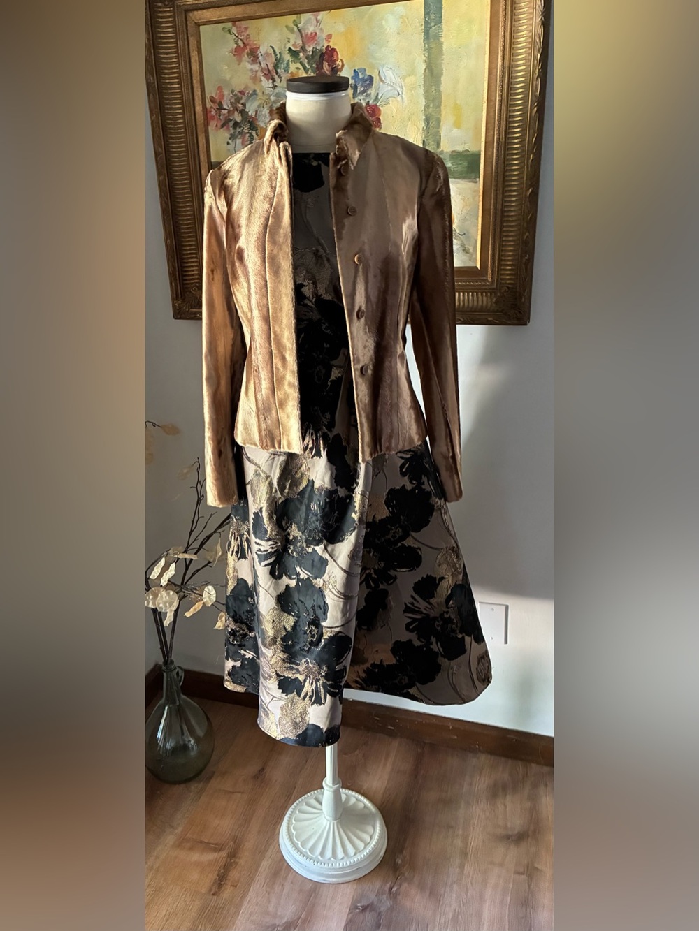 Vintage Faux Fur Chic Glam Jacket Size 6
